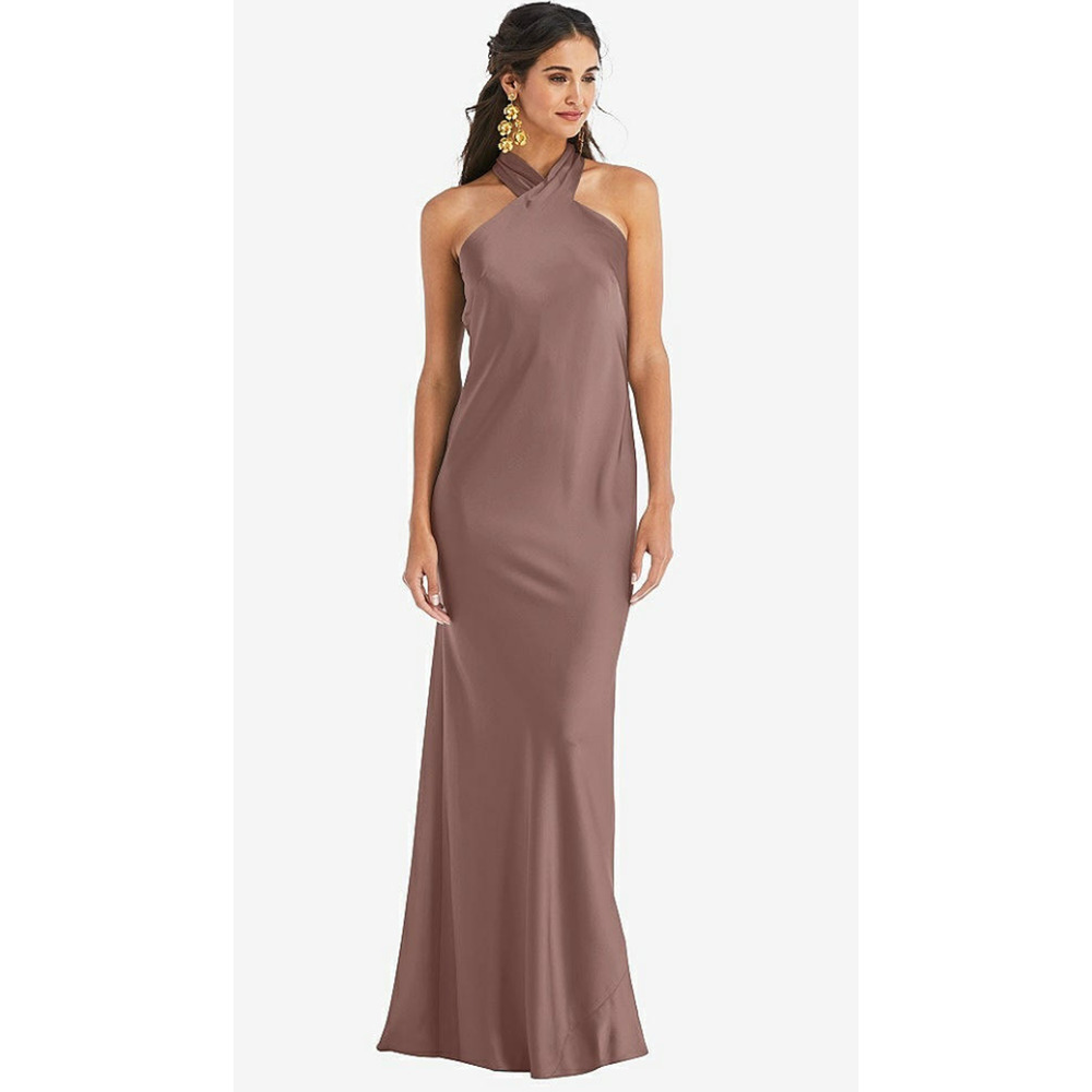 NEW Lovely Women's XS Draped Twist Halter Tie Back Gown Sienna Dress I24-10